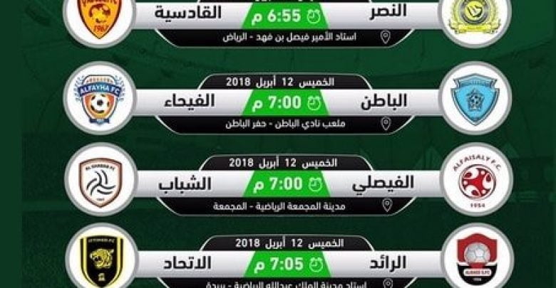 يلا خبر | جدول مباريات اليوم فى الدورى السعودى للمحترفين موعد المباريات والقنوات الناقلة – عينان نت