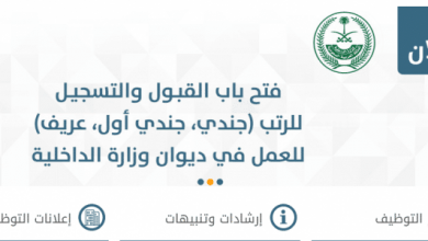 يلا خبر | رابط تقديم وظائف ديوان وزارة الداخلية 1439 علي رتب (جندي، جندي أول، عريف) عبر أبشر توظيف