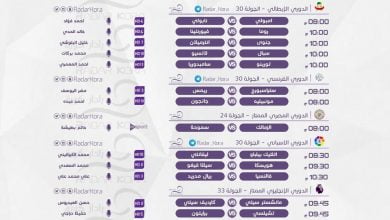 يلا خبر | جدول مباريات اليوم الأربعاء 3 أبريل 2019 .. القنوات الناقلة للمباريات والمواعيد والمعلقين (23 مباراة) في مختلف دوريات كرة القدم